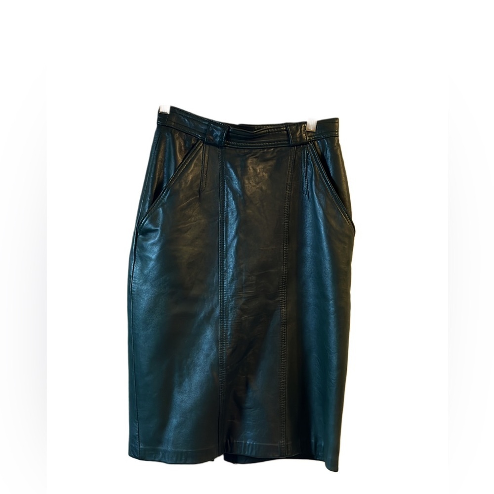 Women’s Green Vintage Faux Leather Skirt Size XS